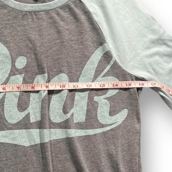 Victoria's Secret PINK T-Shirt Women's XS Mint Green/Gray Raglan Sleeve … - Picture 12 of 13